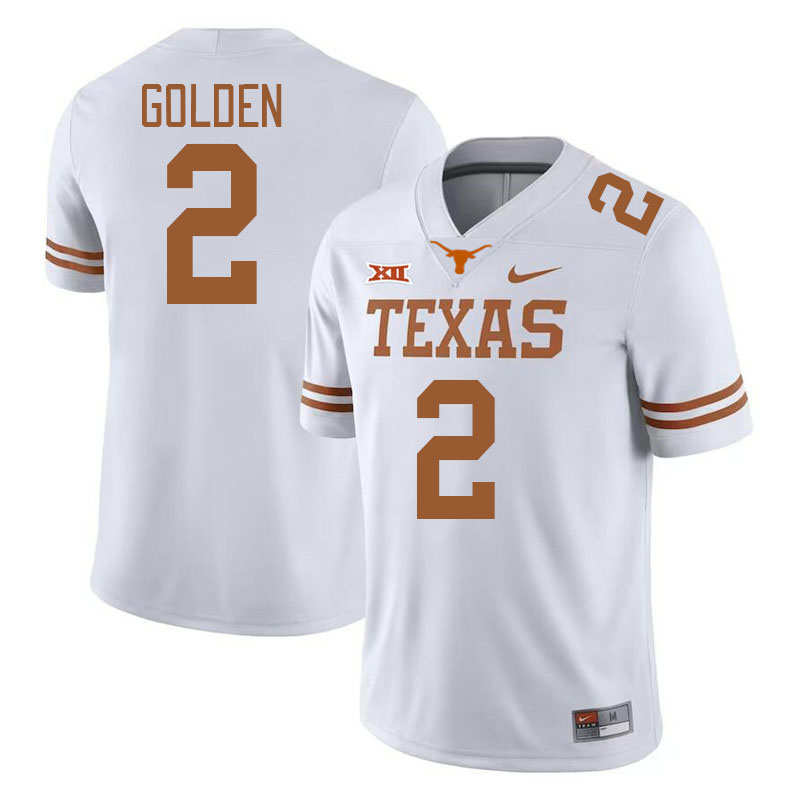 Men #2 Matthew Golden Texas Longhorns College Football Jerseys Stitched-White